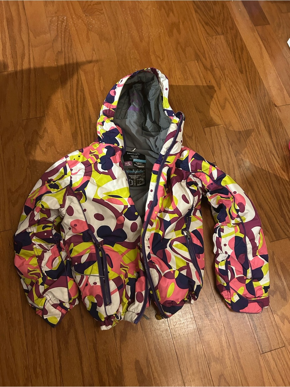 Paul Frank Girls Hooded Puffer Jacket - Pink, Purple, Lime Green, White